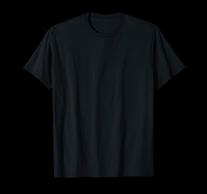 T-shirt décontracté pour homme, col rond, manches courtes, coupe classique, couleur unie noire, tissu jersey 100% coton - Product Image 1