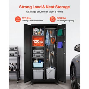 Armoire de garage en acier roulé de 70,6 pouces avec étagères réglables, 2 portes magnétiques et 3 barres de suspension - Product Image 2