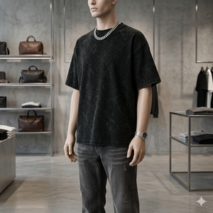 T-shirt blanc à manches courtes pour homme, imprimé lettres scintillantes, strass, col rond, coupe oversize, style streetwear décontracté, tricoté, face avant en soie - Product Image 3