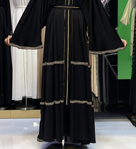 Hot sale Umbrella Abaya Modest Dubai Beaded Sequined <b>Long</b> Sleeve Muslim Traditional Handmade Wedding Women Breathable V Neck - Product Image 4