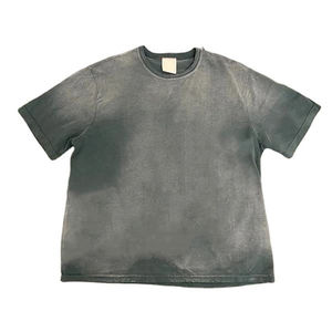 เสื้อยืดคอตตอนทรงโอเวอร์ไซส์สำหรับผู้ชาย แขนสั้น คอกลม สีพื้น ผ้าถักเนื้อนุ่ม สวมใส่สบาย - Product Image 2