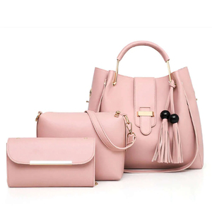 Sacs à main en cuir véritable très demandés, ensemble 3 en 1 : sac cabas pour femme avec portefeuille et sacs bandoulière, sac à épaule 3 pièces pour femme - Product Image 2