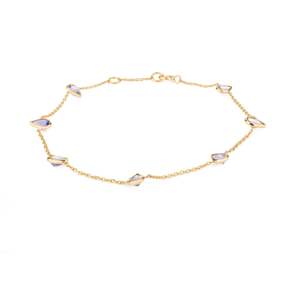 18K Gold Rhodium Plated Pear Cut <b>Tanzanite</b> Charm <b>Bracelet</b>-Minimal Everyday Style - Product Image 5