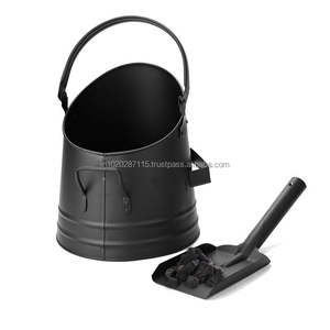 Cubo de carbón de hierro hecho a mano vintage para almacenamiento de chimenea doméstica con acabado negro rústico y mango resistente - Product Image 1