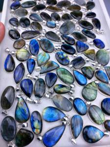 จี้เงินลาบราโดไรต์สวยงาม จี้เงินบลูมูนสโตน เครื่องประดับอัญมณีชั้นดี จี้เสน่ห์สำหรับผู้หญิง - Product Image 4