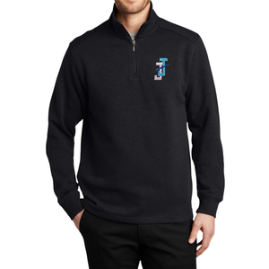 Pull à col zippé en molleton flammé pour homme, brodé, à manches longues, décontracté, vêtement de mode hivernal - Product Image 1