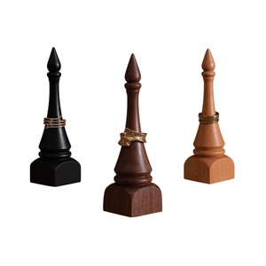 Soporte de Anillos de Madera Estético en Forma de Cono, Exhibidor Creativo de Joyería, Torre de Anillos de Madera de Nogal, Accesorios de Fotografía para Boutique - Product Image 1