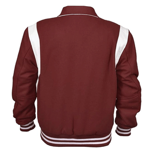 Chaqueta Varsity para Hombre, Estilo Letterman, Cuello Camisero, Mezcla de Lana, Cuero Auténtico, Estilo Vintage, en Oferta - Product Image 2