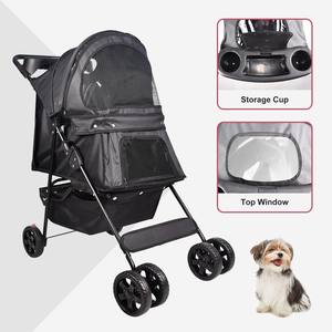 Chariot pour animaux de compagnie pliable moderne TH-PPS-255 support de gobelet de système de freinage arrière d'auvent résistant aux UV pour le voyage - Product Image 4