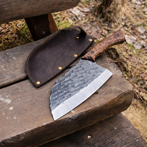 Cuchillo de Chef para Bushcraft Forjado a Mano SAZ ENTERPRISES, Acero al Carbono, 7 Pulgadas, Mango de Madera, Ambidiestro, Funda de Cuero, Cocina - Product Image 6