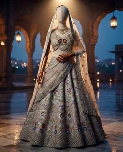LAHENGA CHOLI DUPATTA BUTTER <b>FLY</b> <b>NET</b> EMBROIDERY SEQUNCE WORK WITH CANCAN & CANVAS PATTA - Product Image 3