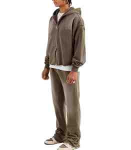 NIGHTJAR INDUSTRY Dernière Version Ensemble de survêtement à capuche délavé à l'acide, Premium, Hiver, Streetwear, Homme Femme, Respirant, Grammage Lourd, OEM - Product Image 2