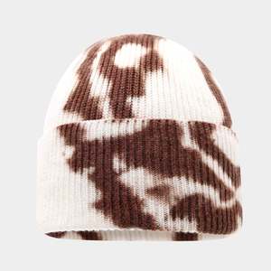 Wholesale Custom 100% Cotton Knitted Tie Dye Effect Multicolored Unisex Cuffed Fashion Beanie Hat with 3D Embroidery <b>Beach</b> - Product Image 4