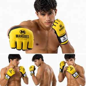 Gants de boxe et d'arts martiaux en cuir PU respirant à demi-doigts, personnalisables avec logo OEM, sérigraphiés de haute qualité - Product Image 3