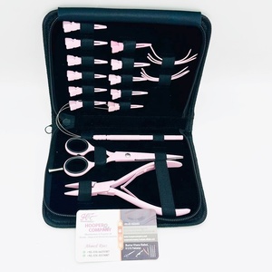Nouveautés : Kit d'outils professionnels en acier inoxydable or rose pour extensions de cheveux micro-anneaux, avec logo personnalisé - Product Image 2