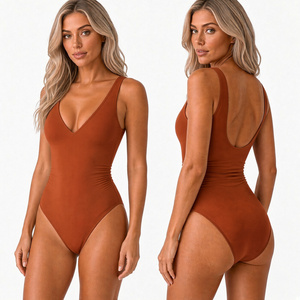 Traje de Baño de Una Pieza con Cuello en V y Diseño Gráfico Personalizado para Mujer, Diseñado con Tu Ilustración, Ropa de Verano para Piscina, Estilo Resort, Fácil de Usar - Product Image 1