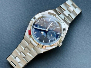 Montre mécanique automatique pour homme, moderne, élégante, de luxe, bracelet en acier inoxydable, cadran bleu, calendrier perpétuel décontracté - Product Image 3
