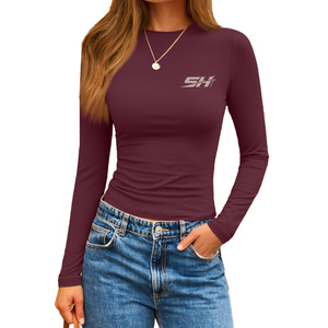 Women's Compression Top Long Sleeve <b>Yoga</b> <b>Tshirt</b> Lightweight High Stretch Fabric Training Fitness Shirt With Breathable Tight Fit - Product Image 1