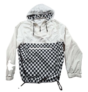 Chaqueta Anorak con Capucha y Cierre de Cremallera, a Cuadros Blancos, para Hombre, Estilo Casual, Holgada, para Primavera y Actividades al Aire Libre - Product Image 1