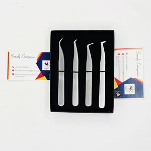 Somofy Enterprises Matte Silver Fiber Tip Stainless Steel 10mm Durable Precision Eyelash Tweezers Set for DIY <b>Cluster</b> <b>Lash</b> - Product Image 1