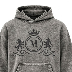 Conjunto Deportivo Unisex Gris de Algodón con Capucha, Pantalones Largos con Cordón, Ropa Casual con Logotipo de Diamantes de Imitación - Product Image 2
