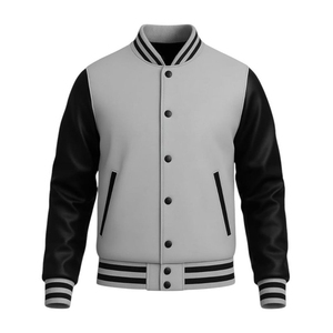 High Quality OEM 100% Wool Blank Varsity Jacket with Stand Collar Customizable <b>Extra</b> <b>Large</b> Embroidery Eco-Friendly Streetwear - Product Image 1