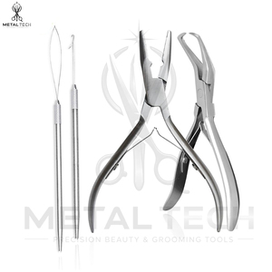 Complete Hair Extension Application Kit with Extension Plier, Wire Loop <b>Tool</b>, Hook Needle, Sectioning Clips, Finger Guard & Care - Product Image 2