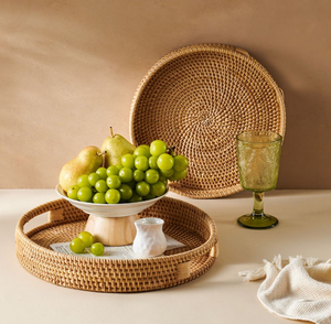 High Quality Customized Sizes Popular Round Rattan Tray Household Fruits <b>Storage</b> & <b>Tabletop</b> Decor Accent At Reasonable Price - Product Image 1