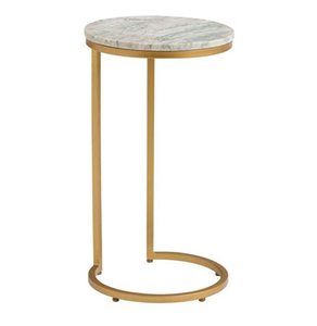 Table basse ronde moderne en aluminium, finition polie brillante, avec trois pieds au bas, pour l'ameublement de la maison - Product Image 2