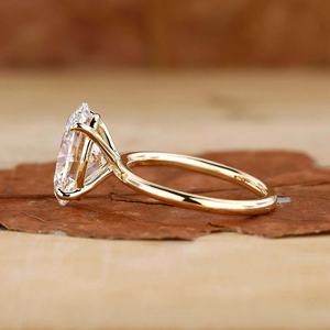 Anillo de Eternidad con Diamantes Ovalados en Oro, Engaste de Garras, para Aniversario, Compromiso, Boda, Regalo, Joyería Fina Clásica para Mujer - Product Image 2