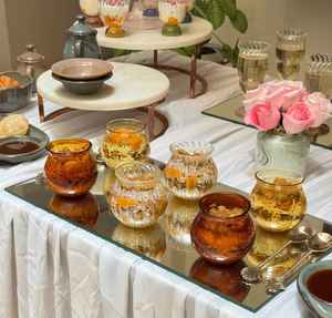 ชามแก้วใส่ของหวาน ชามมาต์ก้า ชามแก้วตกแต่งสำหรับของหวาน ชามแก้วใส่ของหวานคุณภาพพรีเมียม สีเหลืองอำพัน ชามแก้วใส ภาชนะแก้วใส - Product Image 1