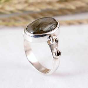 SHYAM JEWELRS Handmade 925 Sterling Silver Blue Fire <b>Labradorite</b> <b>Ring</b> Matte Finish Oval Gemstone Statement Band Artisan - Product Image 5