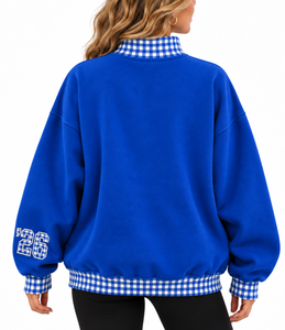 Custom Printed Women Oversized <b>Mock</b> Neck Sweatshirt Soft 100% Cotton Drop Shoulder Premium Casual Pullover - Product Image 3