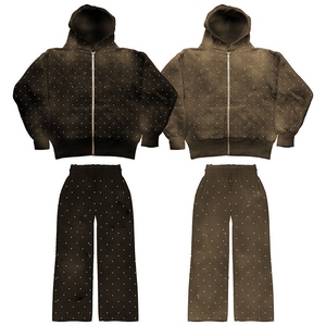 Nouvelle Arrivée Hiver – Survêtements à Capuche en Polaire 400+ g/m² Imprimés Strass Personnalisés, Respirants, Style Streetwear avec Logo - Product Image 4