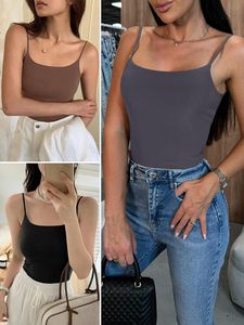 Débardeur d'été pour femme, uni, boutonné, en mélange de coton extensible, tricot côtelé, coupe ajustée, sans manches, léger, respirant, séchage rapide - Product Image 6