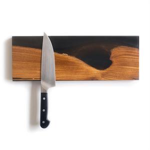Porte-couteaux magnétique mural en bois et résine, fait main, écologique, avec bande de rangement 10 pièces - Product Image 2
