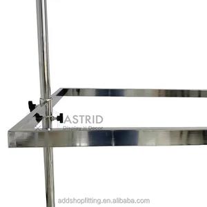 Carrito de Exhibición de Ropa Moderno de Acero Inoxidable Cromado con Ruedas, para Sombreros, Bufandas, Pantalones y Ropa, para Tiendas de Ropa - Product Image 3