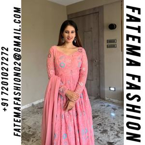 Nouvelle collection exclusive d'été, robe Anarkali tendance, nouvelle création, bas et dupatta avec des sequins de 5 mm, soie chinon, Fatema Fashion - Product Image 3