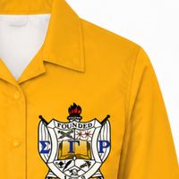 Veste noire Sigma Gamma Rho avec motif lettres verticales, personnalisée avec le blason de la sororité grecque SGRho, vêtement universitaire entièrement zippé sur mesure