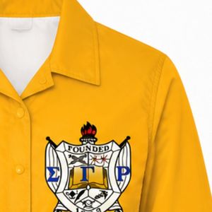 เสื้อแจ็คเก็ต Sigma Gamma Rho ลายเส้นสีดำ ดีไซน์ตัวอักษรแนวตั้ง ปรับแต่งได้ตามต้องการ พร้อมตราสัญลักษณ์ SGRho ของชมรมนักศึกษากรีก  เสื้อแจ็คเก็ตซิปเต็มตัวสำหรับนักศึกษา - Product Image 5