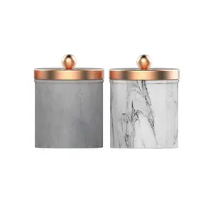 Marble Candle Jar With Metal With Lid Copper Metal Fancy Candle Jar