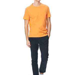 T-shirt décontracté à manches courtes pour homme, col rond, tricoté, coupe classique, 100% coton, couleur unie orange, 2027 - Product Image 3