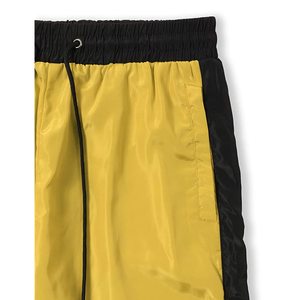 Pantalon de survêtement jaune pour homme avec bande latérale noire, taille élastique, cordon de serrage, décontracté, léger, en polyester respirant - Product Image 6