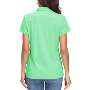 เสื้อโปโลแขนสั้นลำลองถักทอระบายอากาศน้ำหนักเบาสีเขียวอ่อนสำหรับผู้หญิง มีจำหน่าย - Product Image 2