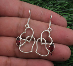 Natural <b>Red</b> Garnet <b>Drop</b> <b>Earrings</b> 925 Sterling Silver Luxury Dainty Wine <b>Red</b> Gemstone Party - Product Image 5