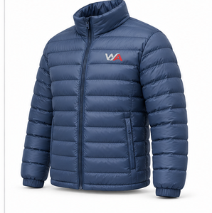High Quality Men's Lightweight <b>Packable</b> Puffer <b>Jacket</b> Blue Water Resistant Thermal Quilted Stand Collar Outerwear Winter Coat - Product Image 5