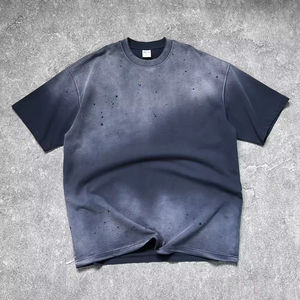 T-shirt Streetwear Hip Hop Rock Band à épaules tombantes, coupe oversize, imprimé personnalisé, logo personnalisé, streetwear vierge, vintage délavé - Product Image 5