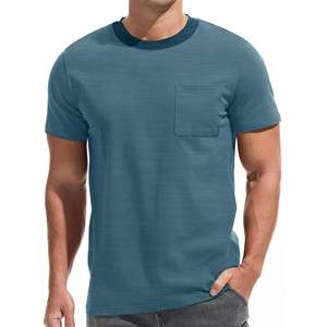 เสื้อยืดแขนสั้นคอกลมสีพื้นสำหรับผู้ชาย ทรงปกติ สวมใส่สบายๆ - Product Image 6