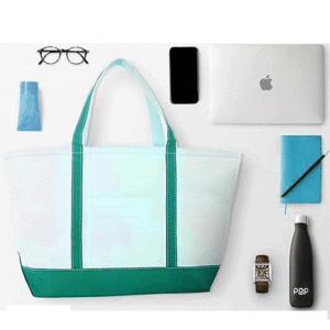 Classic Green 100% Cotton <b>Canvas</b> <b>Tote</b> with Shoulder Strap and Handles - Product Image 2