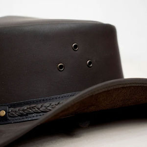 Chapeau de cowboy occidental en cuir naturel vintage avec décoration tête de vache, style jazz pour homme - Product Image 4